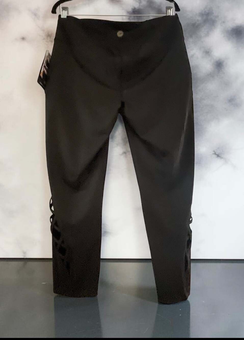 Avia Lattice Side Capri Leggings Size L 12-14 Black Soot